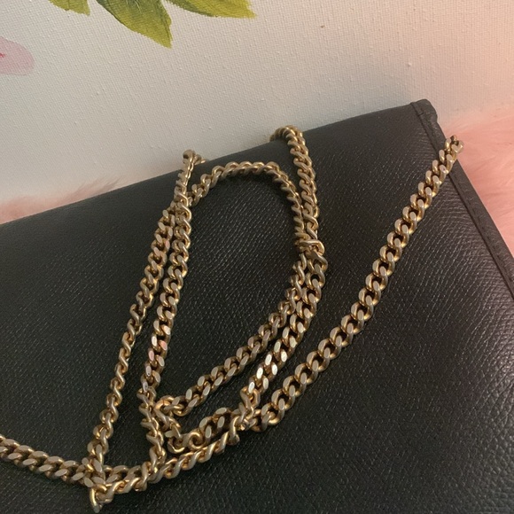 AUTH VINTAGE RARE DIOR BLACK LEATHER MINI FLAP BAG & GOLD ORIGINAL CHAIN - Picture 17 of 17
